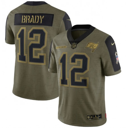 Men's Tampa Bay Buccaneers #12 Tom Brady 2021 Olive Salute To Service Limited Stitched Jersey