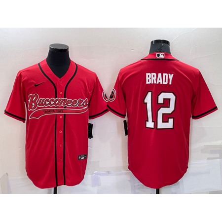 Men's Tampa Bay Buccaneers #12 Tom Brady Red Cool Base Stitched Baseball Jersey