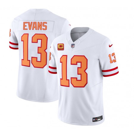 Men's Tampa Bay Buccaneers #13 Mike Evans 2023 F.U.S.E. White With 4-Star C Patch Throwback Limited Stitched Jersey