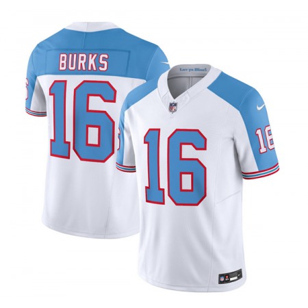 Men's Tennessee Titans #16 Treylon Burks White/Blue 2023 F.U.S.E. Vapor Limited Throwback Stitched Football Jersey