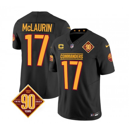 Men's Washington Commanders #17 Terry McLaurin Black 2023 F.U.S.E. With 4-Star C Patch 90th Anniversary Vapor Limited Stitched Football Jersey