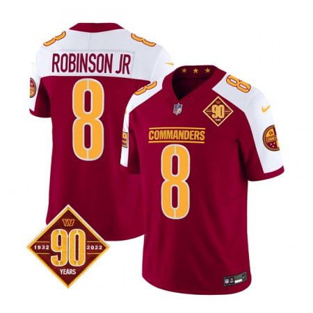 Men's Washington Commanders #8 Brian Robinson Burgundy/White 2023 F.U.S.E. 90th Anniversary Vapor Limited Stitched Football Jersey