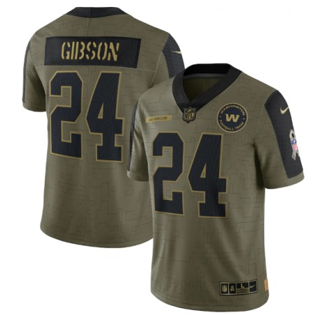 Men's Washington Football Team #24 Antonio Gibson 2021 Olive Salute To Service Limited Stitched Jersey