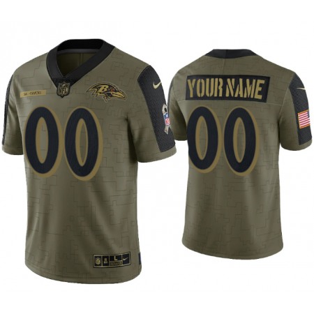 Men's Baltimore Ravens Customized 2021 Olive Salute To Service Limited Stitched Jersey