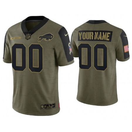 Men's Buffalo Bills Customized 2021 Olive Salute To Service Limited Stitched Jersey