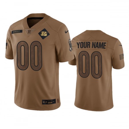 Men's Cincinnati Bengals Active Player Custom 2023 Brown Salute To Service Limited Stitched Jersey