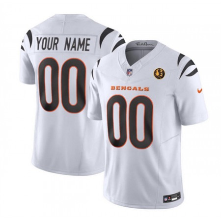 Men's Cincinnati Bengals Active Player Custom White 2023 F.U.S.E. With John Madden Patch Vapor Limited Stitched Football Jersey