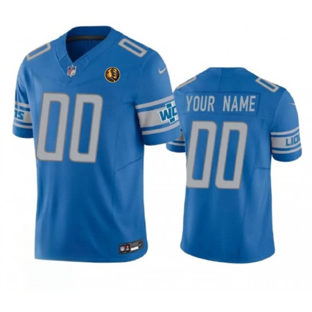 Men's Detroit Lions Active Player Custom Blue 2023 F.U.S.E. With John Madden Patch Vapor Limited Stitched Football Jersey