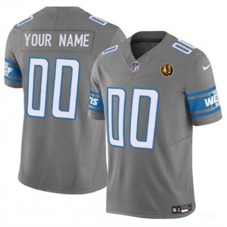 Men's Detroit Lions Active Player Custom Gray 2023 F.U.S.E. With John Madden Patch Vapor Limited Stitched Football Jersey
