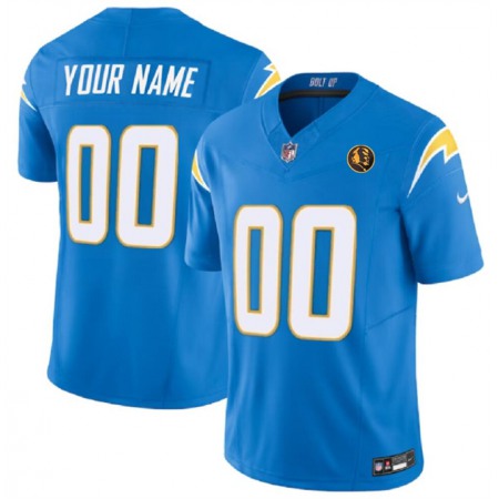 Men's Los Angeles Chargers Active Player Custom Light Blue 2023 F.U.S.E. With John Madden Patch Vapor Limited Stitched Football Jersey