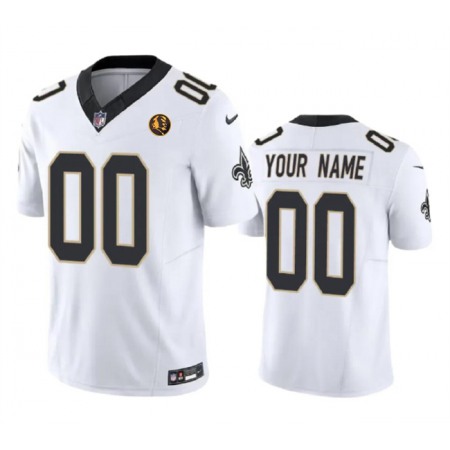 Men's New Orleans Saints Active Player Custom White 2023 F.U.S.E. With John Madden Patch Vapor Limited Stitched Football Jersey
