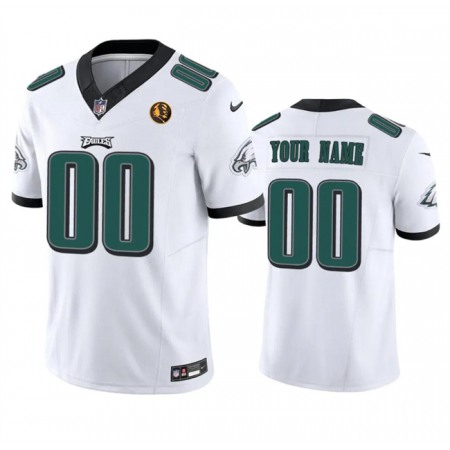 Men's Philadelphia Eagles Active Player Custom White 2023 F.U.S.E. With John Madden Patch Vapor Limited Stitched Football Jersey