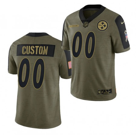 Men's Pittsburgh Steelers ACTIVE PLAYER Custom 2021 Olive Salute To Service Limited Stitched Jersey