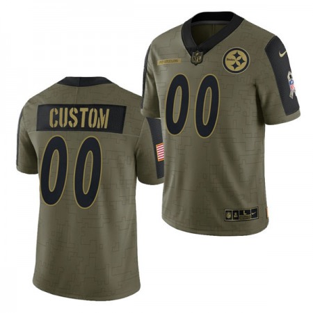 Men's Pittsburgh Steelers Customized 2021 Olive Salute To Service Limited Stitched Jersey