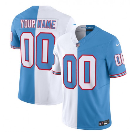 Men's Tennessee Titans Active Player Custom White/Blue 2023 F.U.S.E. Split Vapor Limited Throwback Stitched Football Jersey