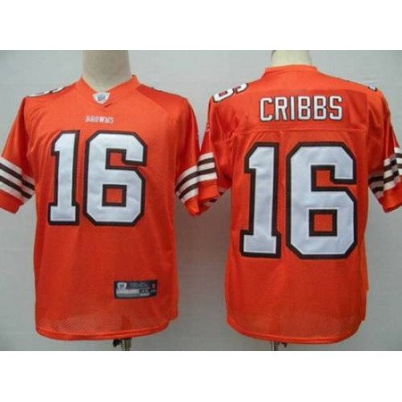 Browns #16 Joshua Cribbs Orange Stitched Youth NFL Jersey