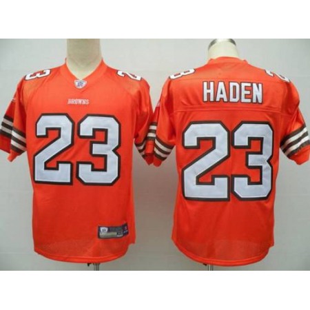 Browns #23 Joe Haden Orange Stitched Youth NFL Jersey