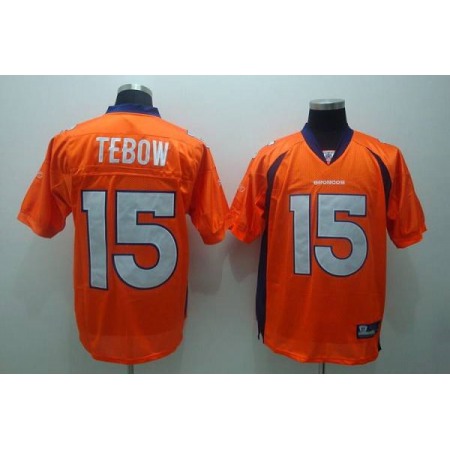Broncos #15 Tim Tebow Orange Stitched Youth NFL Jersey