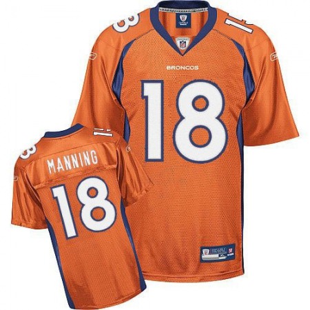 Broncos #18 Peyton Manning Orange Stitched Youth NFL Jersey