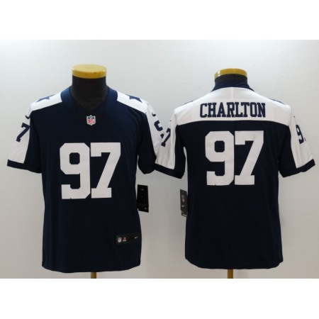 Youth Dallas Cowboys #97 Taco Charlton Navy Throwback Vapor Untouchable Limited Jersey