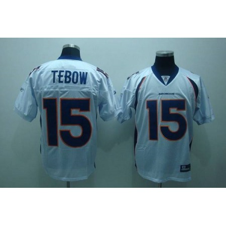Broncos #15 Tim Tebow White Stitched Youth NFL Jersey
