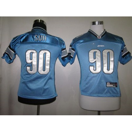 Lions #90 Ndamukong Suh Blue EStitched Youth NFL Jersey