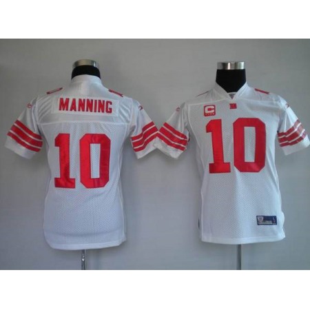 Giants #10 Eli Manning White Stitched Youth NFL Jersey