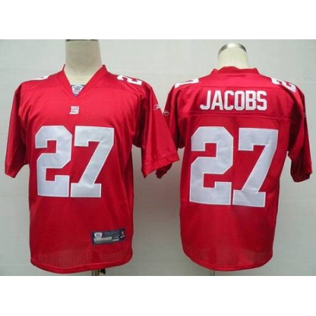 Giants #27 Brandon Jacobs Red Stitched Youth NFL Jersey