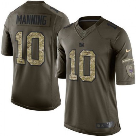 Nike Giants #10 Eli Manning Green Youth Stitched NFL Limited Salute to Service Jersey