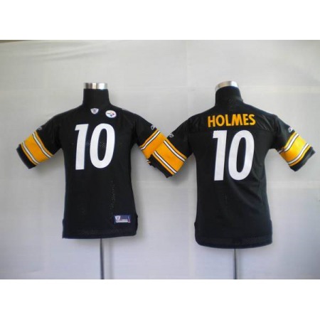 Steelers #10 Santonio Holmes Black Stitched Youth NFL Jersey