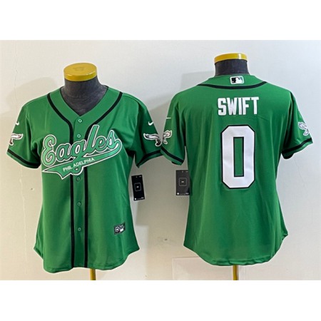 Youth Philadelphia Eagles #0 D'andre Swift Green Cool Base Stitched Baseball Jersey