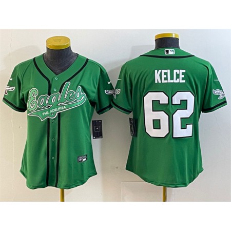Youth Philadelphia Eagles #62 Jason Kelce Green Cool Base Stitched Baseball Jersey