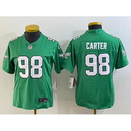 Youth Philadelphia Eagles #98 Jalen Carter Green 2023 F.U.S.E. Stitched Football Jersey