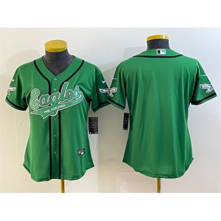 Youth Philadelphia Eagles Blank Green Cool Base Stitched Baseball Jersey