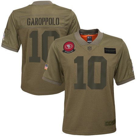 Youth NFL San Francisco 49ers #10 Jimmy Garoppolo 2019 Camo Salute To Service Limited Stitched Jersey