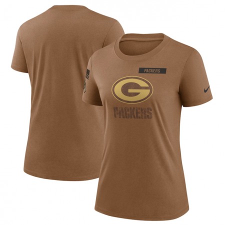 Women's Green Bay Packers 2023 Brown Salute To Service Legend Performance T-Shirt(Run Small)