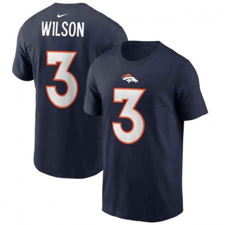 Men's Denver Broncos #3 Russell Wilson 2022 Navy Name & Number T-Shirt