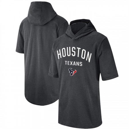 Men's Houston Texans Heathered Charcoal Sideline Training Hoodie Performance T-Shirt