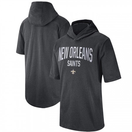 Men's New Orleans Saints Heathered Charcoal Sideline Training Hoodie Performance T-Shirt