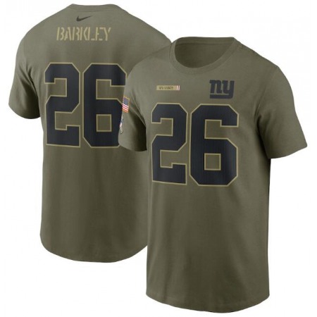 Men's New York Giants #26 Saquon Barkley 2021 Olive Salute To Service Legend Performance T-Shirt