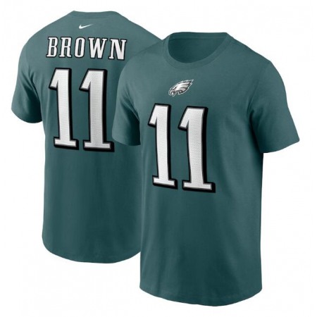 Men's Philadelphia Eagles #11 A. J. Brown 2022 Green Name & Number T-Shirt