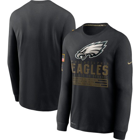 Men's Philadelphia Eagles 2020 Black Salute to Service Sideline Performance Long Sleeve T-Shirt