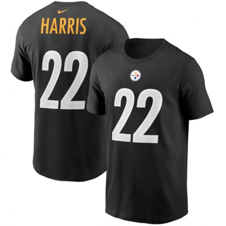 Men's Pittsburgh Steelers #22 Najee Harris 2021 Black NFL Draft First Round Pick Player Name & Number T-Shirt