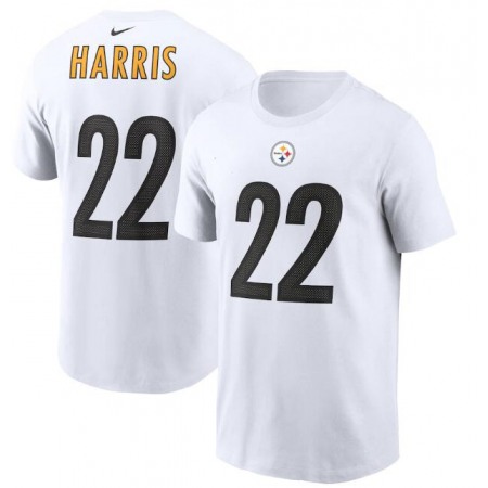 Men's Pittsburgh Steelers #22 Najee Harris 2021 White NFL Draft First Round Pick Player Name & Number T-Shirt