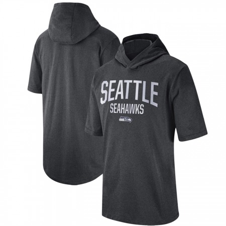 Men's Seattle Seahawks Heathered Charcoal Sideline Training Hoodie Performance T-Shirt