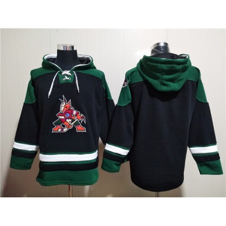 Men's Arizona Coyotes Blank Black/Green Ageless Must-Have Lace-Up Pullover Hoodie