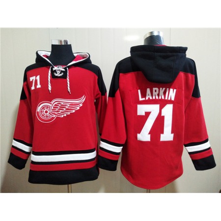 Men's Detroit Red Wings #71 Dylan Larkin Red Ageless Must-Have Lace-Up Pullover Hoodie
