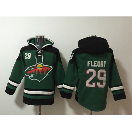 Men's Minnesota Wild #29 Marc-Andre Fleury Green Ageless Must-Have Lace-Up Pullover Hoodie