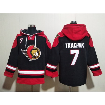 Men's Ottawa Senators #7 Brady Tkachuk Black Ageless Must-Have Lace-Up Pullover Hoodie