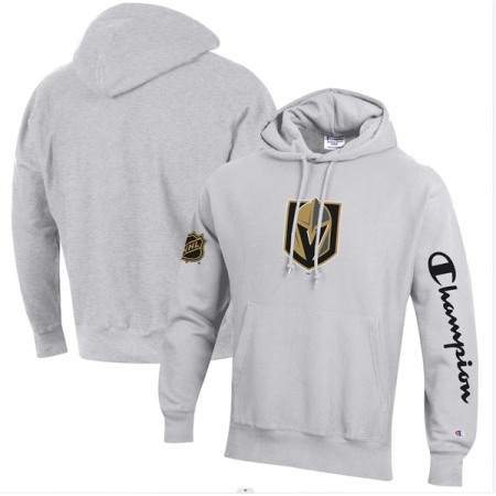 Men's Vegas Golden Knights Champion Heathered Gray Reverse Weave Pullover Hoodie